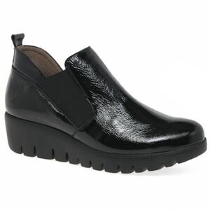 Wonders Black Patent Leather Bilbao Slip-On Wedge Chelsea Boot 39 / US 8 - 8.5